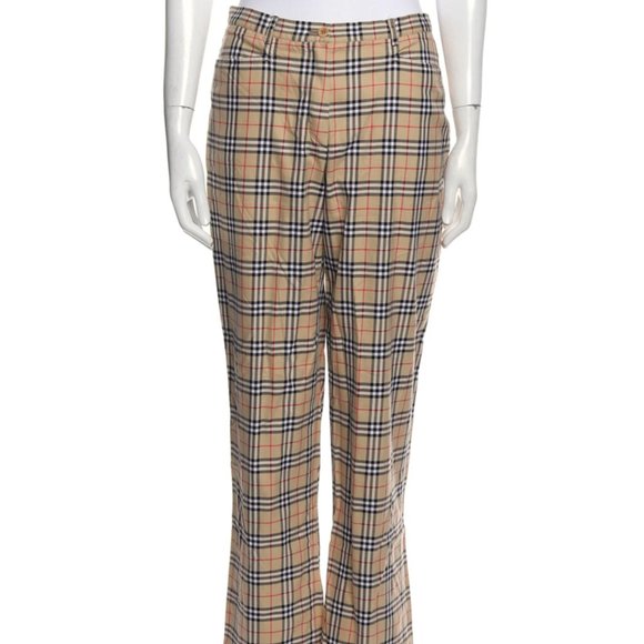 BURBERRY Plaid Print Wide Leg Pants Size: M - Picture 5 of 8